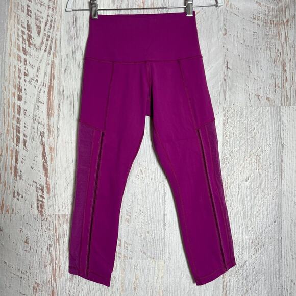 Lululemon Hot To Street Crop Legging SIZE 4 Regal Plum Full-On Luxtreme Mesh - Picture 3 of 13